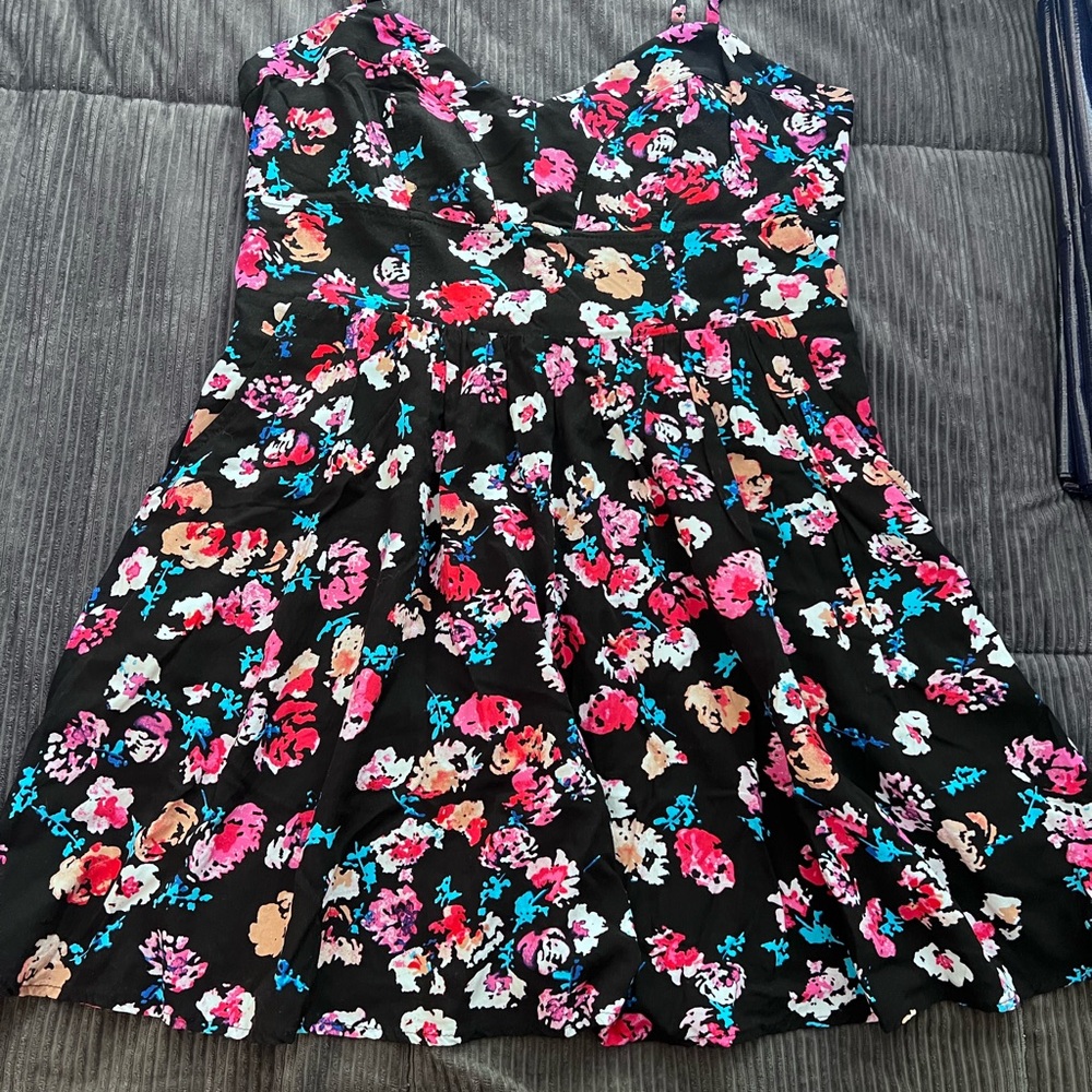 Express Black Dress with Vibrant Floral Pattern